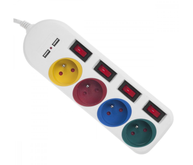 Maclean 4 gniazda + 2xUSB przedłużacz MCE229W Biała - 1376945 - zdjęcie 4